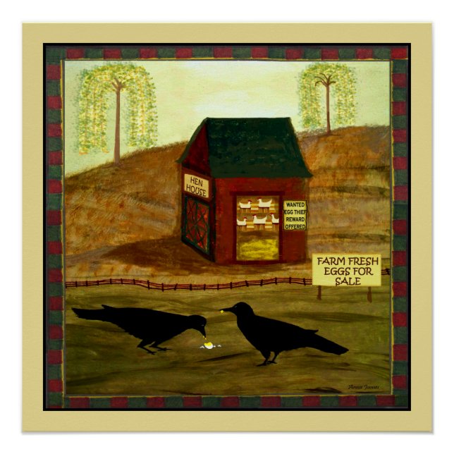 Poster Primitive Folk Art Bandit's Breakfast (Devant)