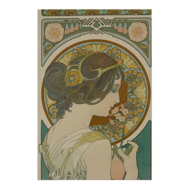 Poster Primrose par Alphonse Mucha (Devant)