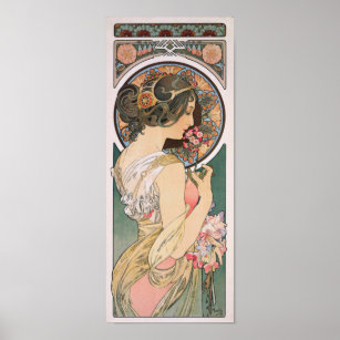 Poster Primrose - par Alphonse Mucha - Art Nouveau Vintag