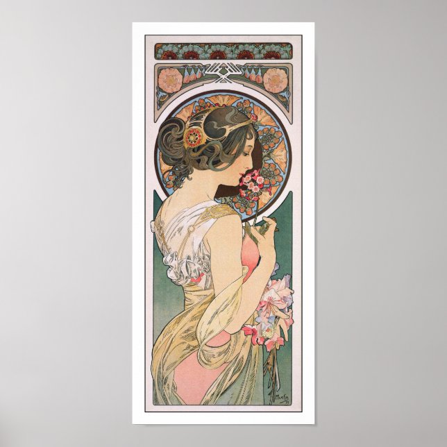 Poster Primrose par Alphonse Mucha - Art Nouveau Vintage (Devant)