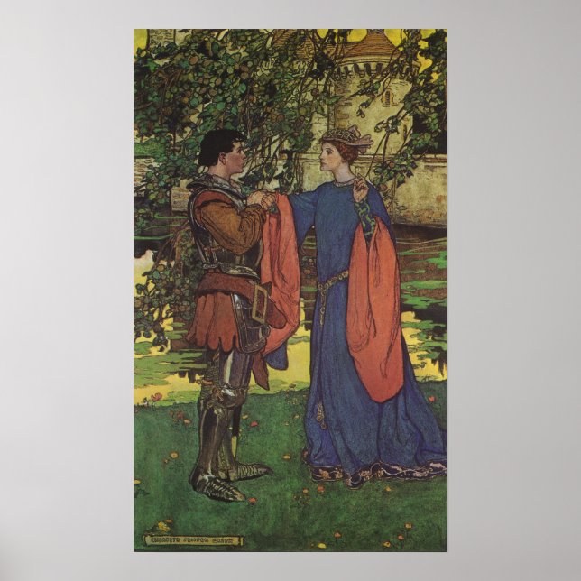 Poster Prince Chevalier Héros Vintage Armure Brillante Pr (Devant)