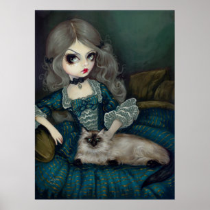 Poster Princesse avec un chat Himalayan gothique rococo I