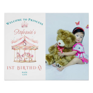 Poster Princesse Carousel Magique 1er anniversaire Bienve