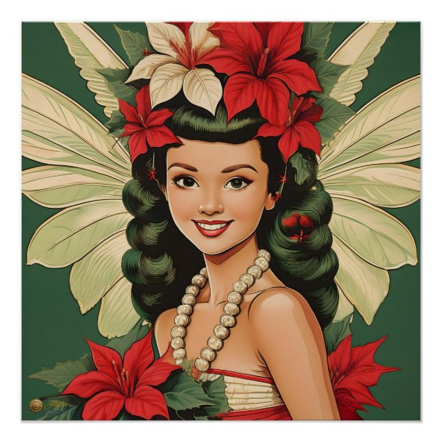 Poster Princesse de Noël Tropical Rétro 50s (Devant)