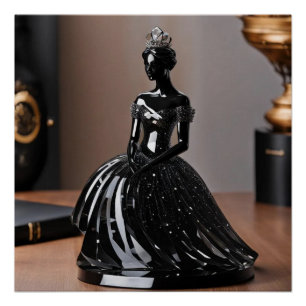 Poster princesse en verre cristal avec robe noire