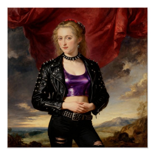 Poster Princesse punk en veste de cuir (Devant)