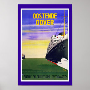 Poster Print Retro Vintage Image Travel Oostende Dover