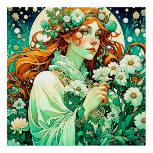 Poster Printemps celtique Imbolc Art nouveau