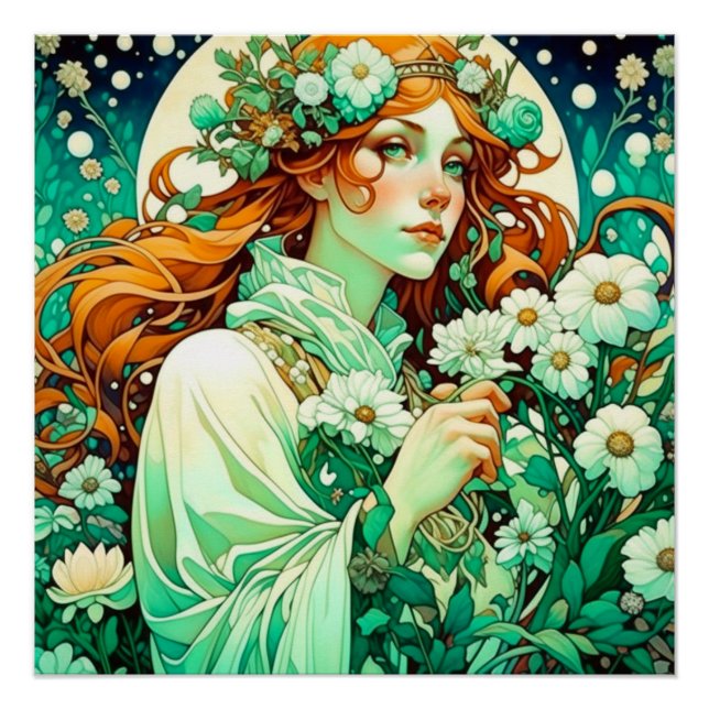 Poster Printemps celtique Imbolc Art nouveau (Devant)