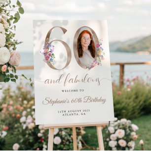Poster Printemps Floral Photo 60e anniversaire Bienvenue