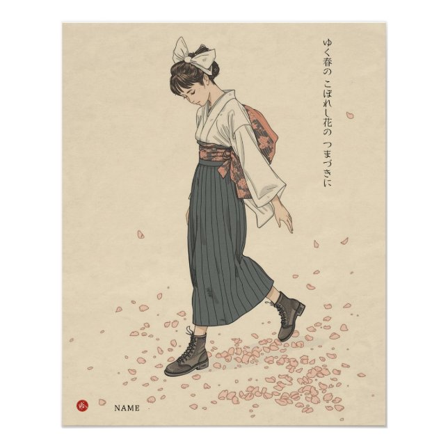 Poster Printemps qui s'attarde d'Akiko Yosano Kanji (Devant)