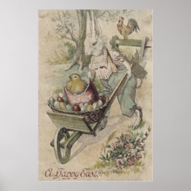 Poster Producteur de coq de poulet de lapin de Pâques (Devant)