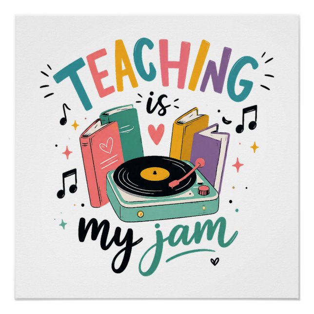Poster Prof Enseignement Rétro Est Mon Jam Disque Vinyle (Devant)