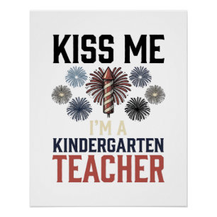 Poster Professeur de maternelle Feu d'artifice Vintage Sh