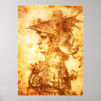 PROFIL DE GUERRIER DANS DRAGON HELMET Sepia Dessin