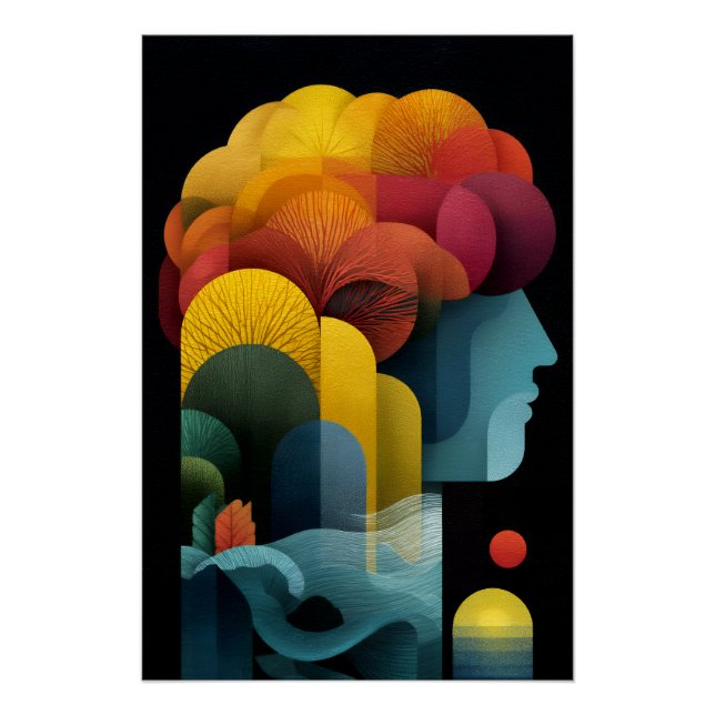 Poster Profil de l'esprit botanique Couches vibrantes (Devant)