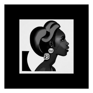Poster Profil femme de style traditionnel africain monoch