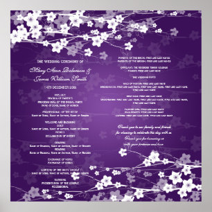 Poster Programme de mariage Cerisier Fleur pourpre pourpr