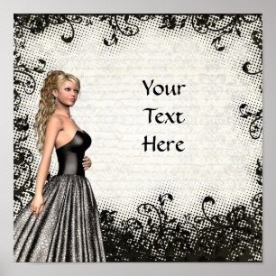 Poster Prom girl en robe noire