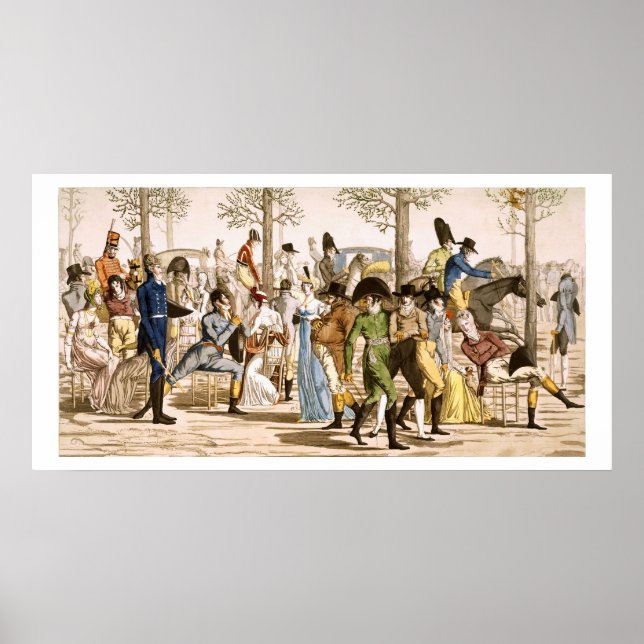 Poster Promenade at Longchamps, 1802 (engraving) (Devant)