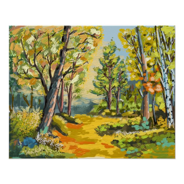 Poster Promenade en sous bois d'automne. (Devant)