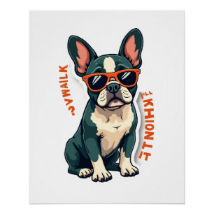 Poster Promenade Vintage J'y Réfléchirai Bouledogue Franç