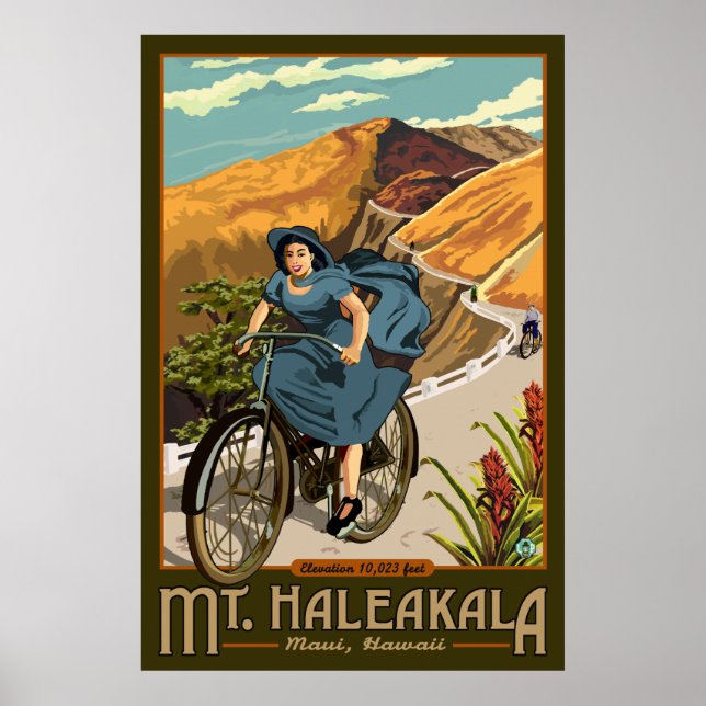 Poster Promenades à vélo du mont Haleakala Hawaii (Devant)