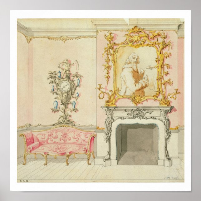 Poster Proposition d'aménagement intérieur du salon, 1755 (Devant)