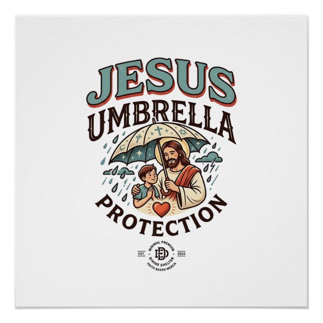 Poster Protection de parapluie de Jésus Protection de par (Devant)