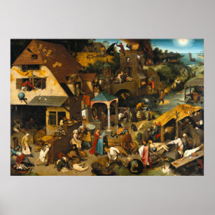 Poster Proverbes hollandais par Pieter Bruegel l'Ancien