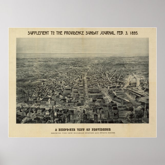 Poster Providence Rhode Island 1894 Antique carte panoram (Devant)