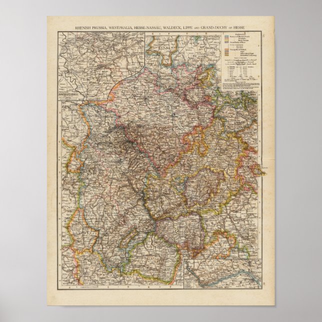 Poster Prusse rhénique, Westphalie, Hesse Nassau (Devant)