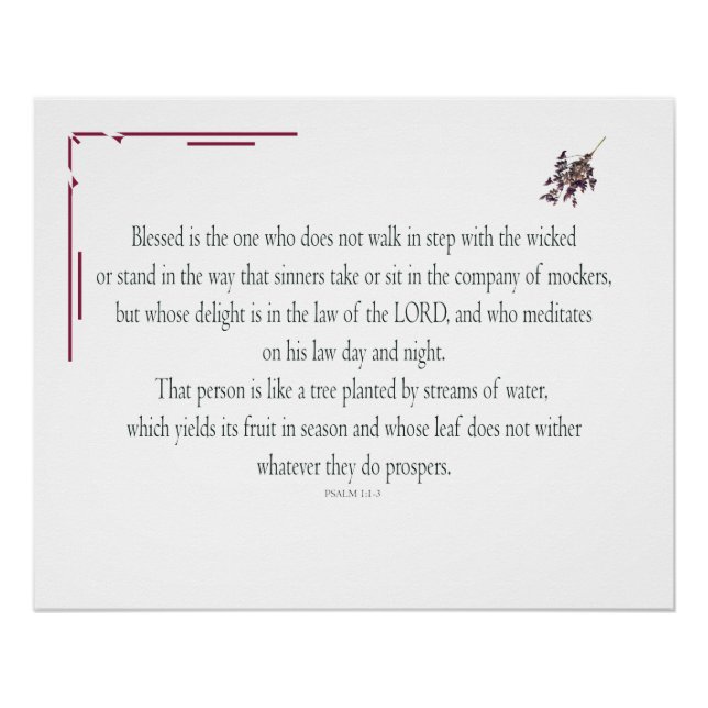 Poster PSALM 1, does not walk in step with the wicked (Devant)