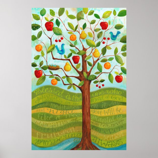 Poster Psaume 1 Arbre planté par les rivières d'eau Impri (Devant)