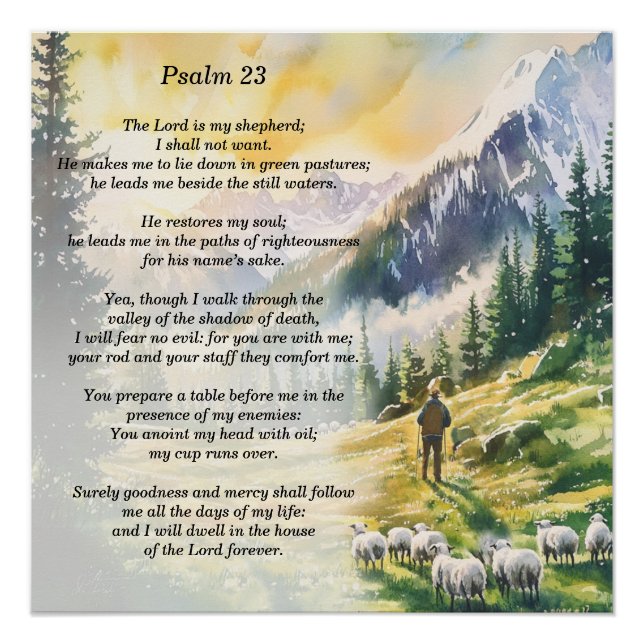 Poster Psaume 23 avec imagerie pastorale (Devant)