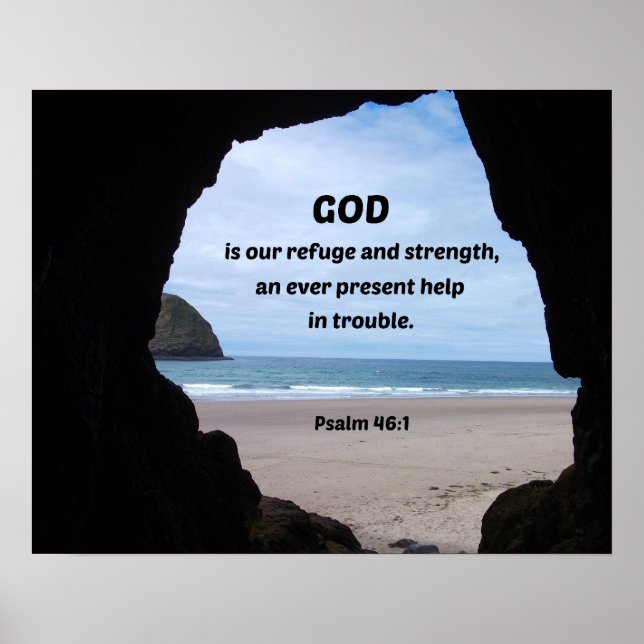 Poster Psaume 46:1 God is our refuge and strength... (Devant)