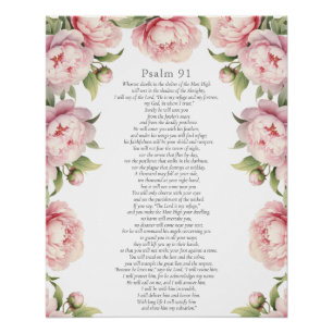 Poster Psaume 91 Écriture Biblique Floral Blush