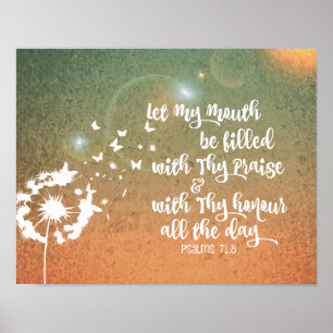 Poster Psaumes Bible Verse Louange et Honneur
