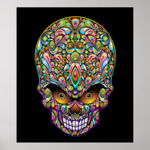 Poster Psychedelic Skull Art Design