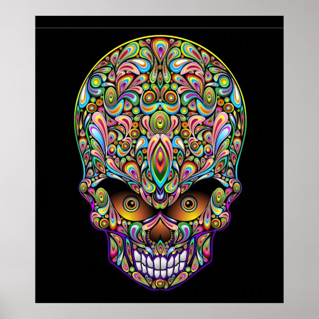 Poster Psychedelic Skull Art Design (Devant)