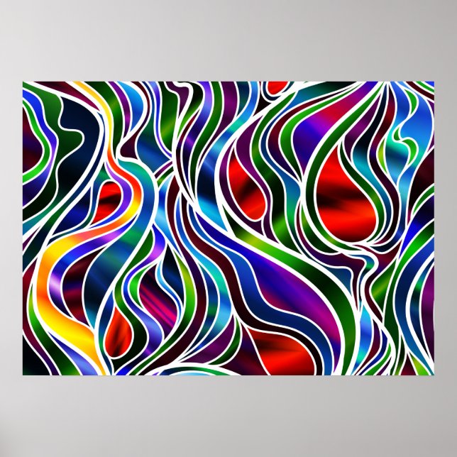 Poster Psychedelic Stained Glass Abstract (Devant)