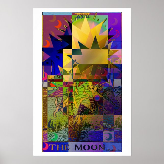 Poster psychédélique de la carte Moon Tarot (Devant)