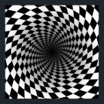 Poster psychédélique des Carrés hypnotiques<br><div class="desc">Poster mat avec design psychédélique carré hypnotique noir et blanc.</div>