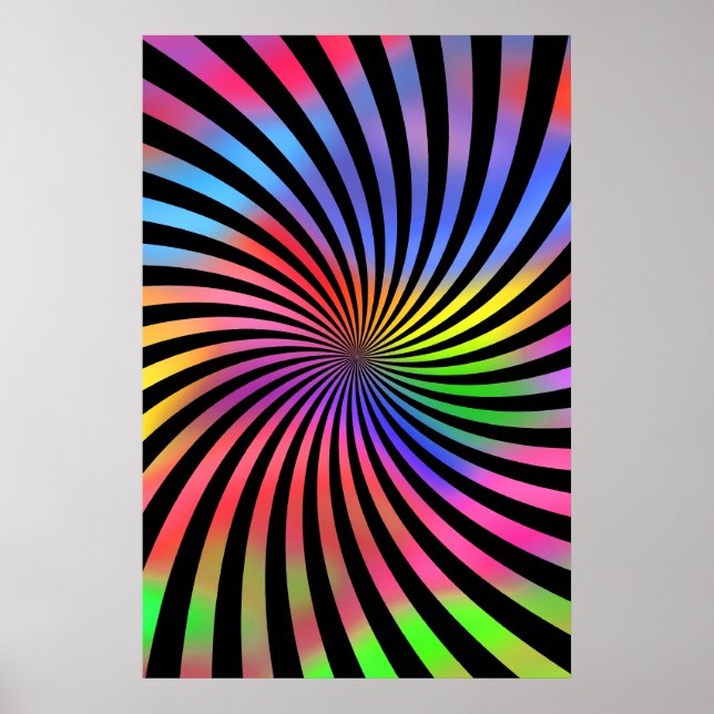 Poster psychédélique : Spirale multicolore (Devant)