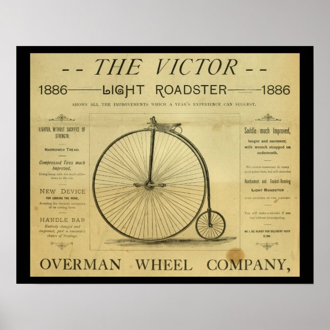 Poster publicitaire de 1886 Penny Farthing High Wh (Devant)