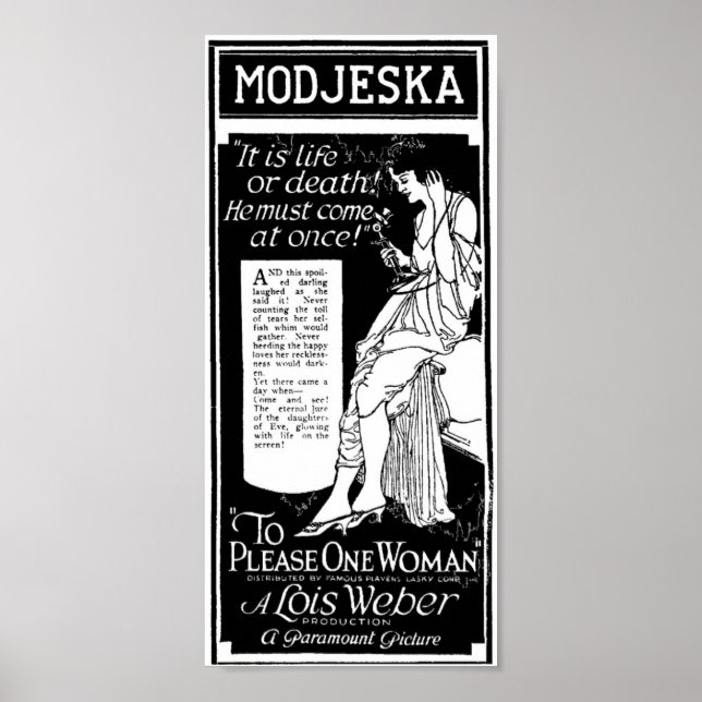 Poster publicitaire de Lois Weber 1921 film vintag (Devant)
