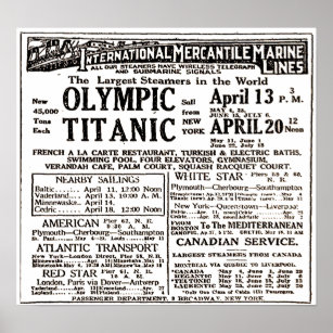 Poster publicitaire du journal RMS Titanic Passeng