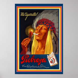 Poster publicitaire en chef indien vintage 13 x 19