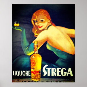 Poster publicitaire Liquore Strega 1940