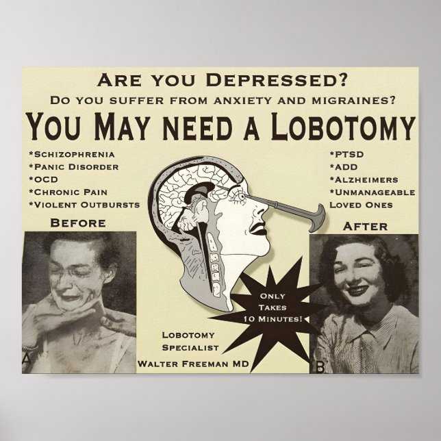 Poster publicitaire Lobotomy | Annonce Vintage | (Devant)
